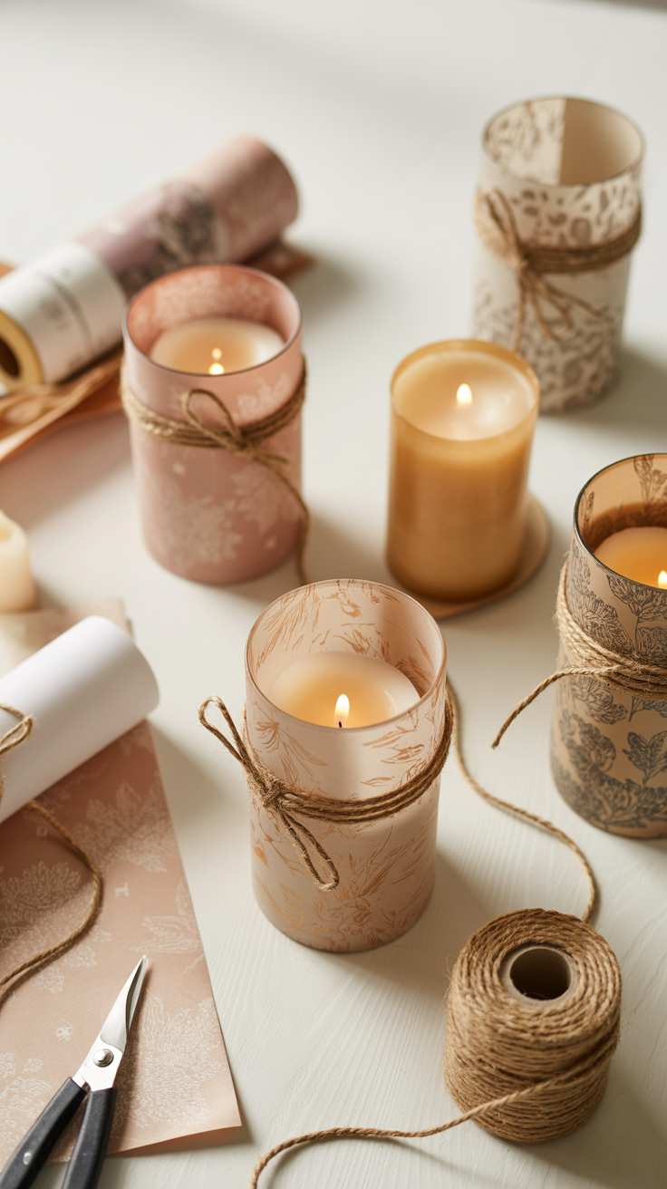 We’re turning plain glass candle holders into high-end, designer-looking décor using just peel-and-stick wallpaper. This quick DIY gives you that soft, moody glow of boutique candles without the boutique price tag. Perfect for shelves, coffee tables, or bathroom counters.