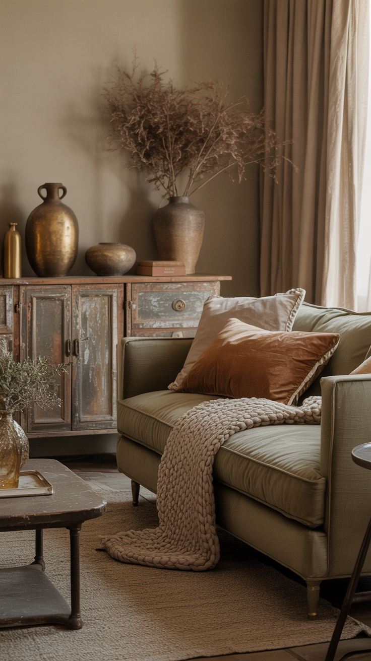Once your foundation and lighting are set, texture becomes the soul of your vintage-inspired room. It’s what gives depth to your colors and makes your space feel collected rather than decorated. The right mix of materials, finishes, and fabrics turns a flat palette into something rich and tactile — the kind of room you want to sink into.