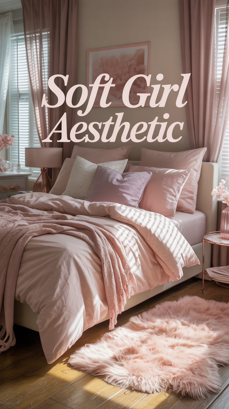 A soft girl sanctuary thrives on soft pastels and light neutrals. Opt for a palette that includes shades like blush pink, pale lavender, soft ivory, and gentle peach. These colors create a soothing, romantic atmosphere, perfect for relaxation. Balance lighter tones with a pop of deeper color like dusty rose or sage green to maintain harmony.