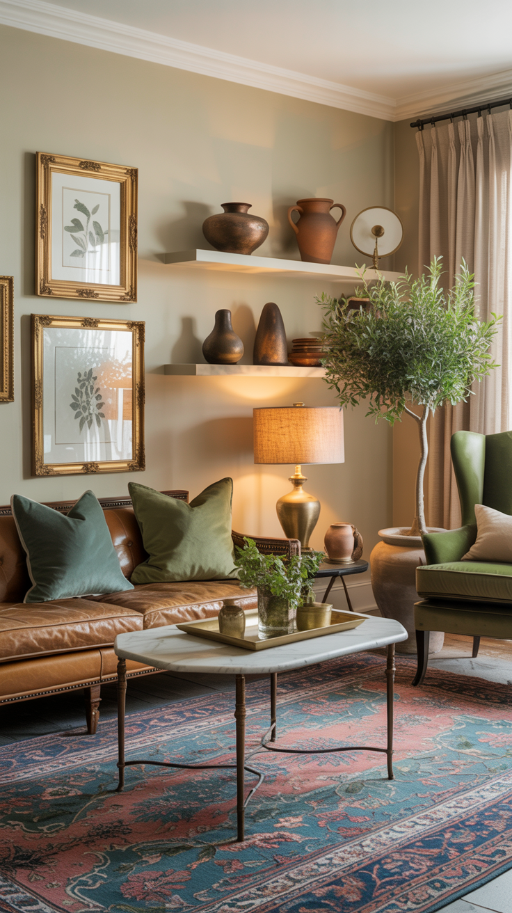 The key is harmony. Your accent colors should whisper, not shout. They’re the thread that connects every corner of the vintage-inspired room — from your throw blankets to your light fixtures — creating a unified, timeless look that feels effortless.