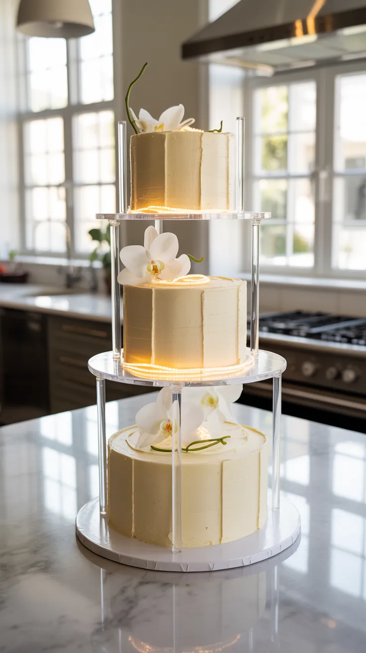 This is the year of "negative space." Using translucent acrylic spacers or hidden wire supports, bakers are creating the illusion that upper cake tiers are levitating in mid-air. These gaps are often filled with fresh florals or LED lights to enhance the editorial, high-fashion vibe.
