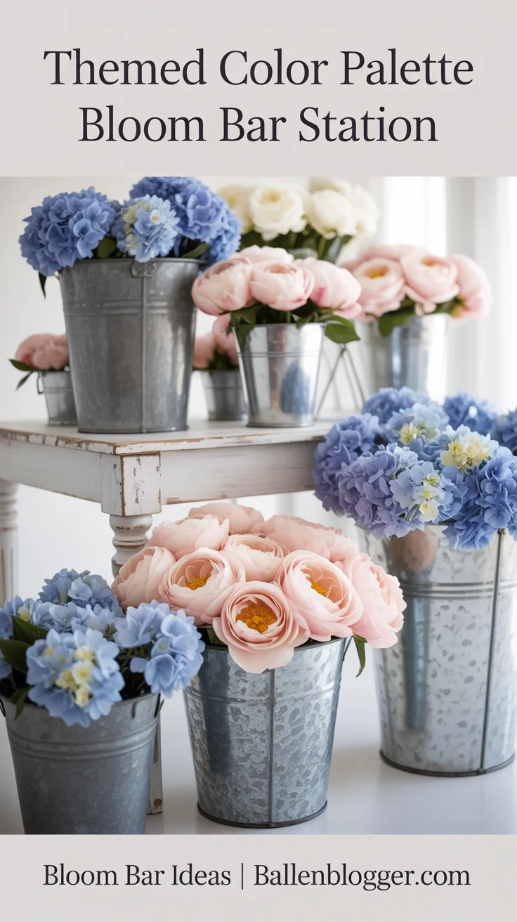 First up, and one of the most effective ways to create a high-end, cohesive look, is the Themed Color Palette Bar. Instead of a random jumble of flowers, you’re going to curate your selection based on a very specific color story. This instantly makes your bloom bar look intentional, professional, and unbelievably chic.
