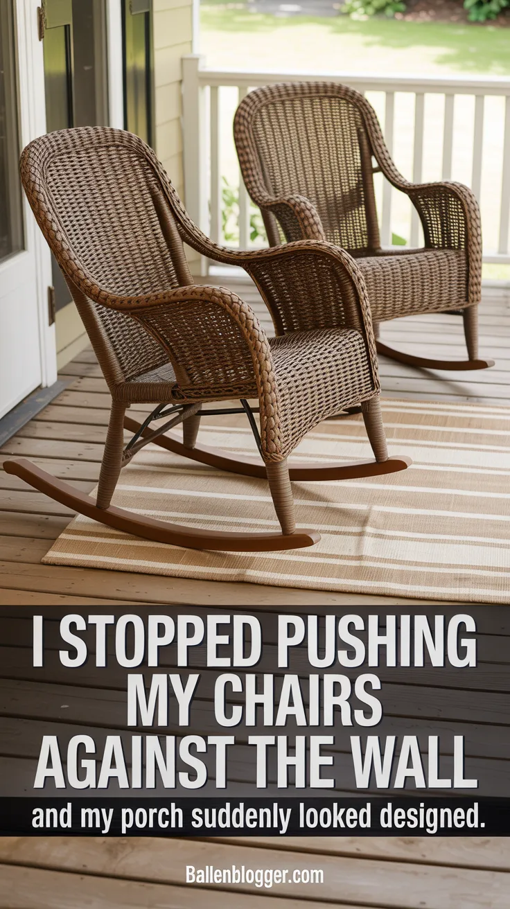 This is not a shopping step. This is the most important arrangement decision you will make, and it costs nothing. The chairs from section one need to be pulled away from the wall by at least six inches and angled slightly toward each other — roughly 20 to 30 degrees. This single adjustment changes the entire reading of the bistro set from stored to arranged, from placed to designed.