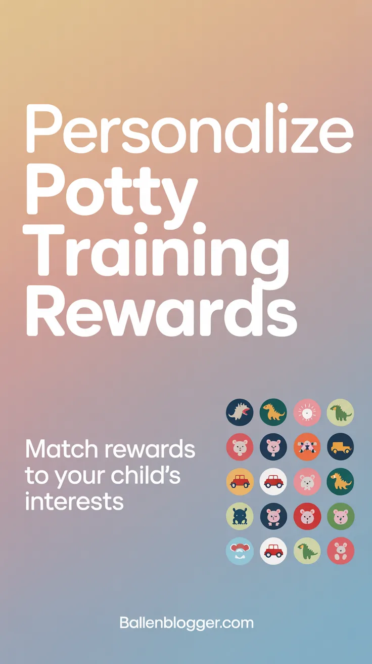 Flat lay of colorful potty training reward supplies including sticker sheets small toys and reward chart on white marble